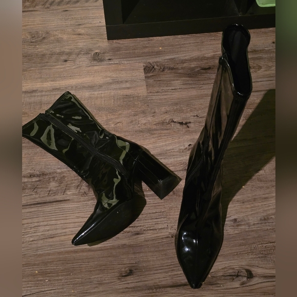 Jeffrey Campbell Shoes - Black Patent Leather Jeffrey Campbell Mid-length Boots